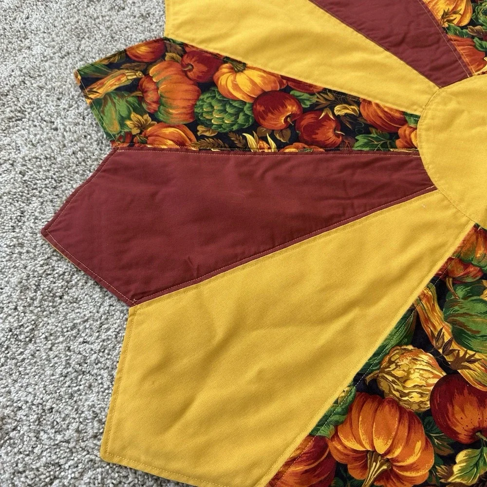 Vintage Handmade Quilted Star Shape Fall Table Topper Centerpiece 36